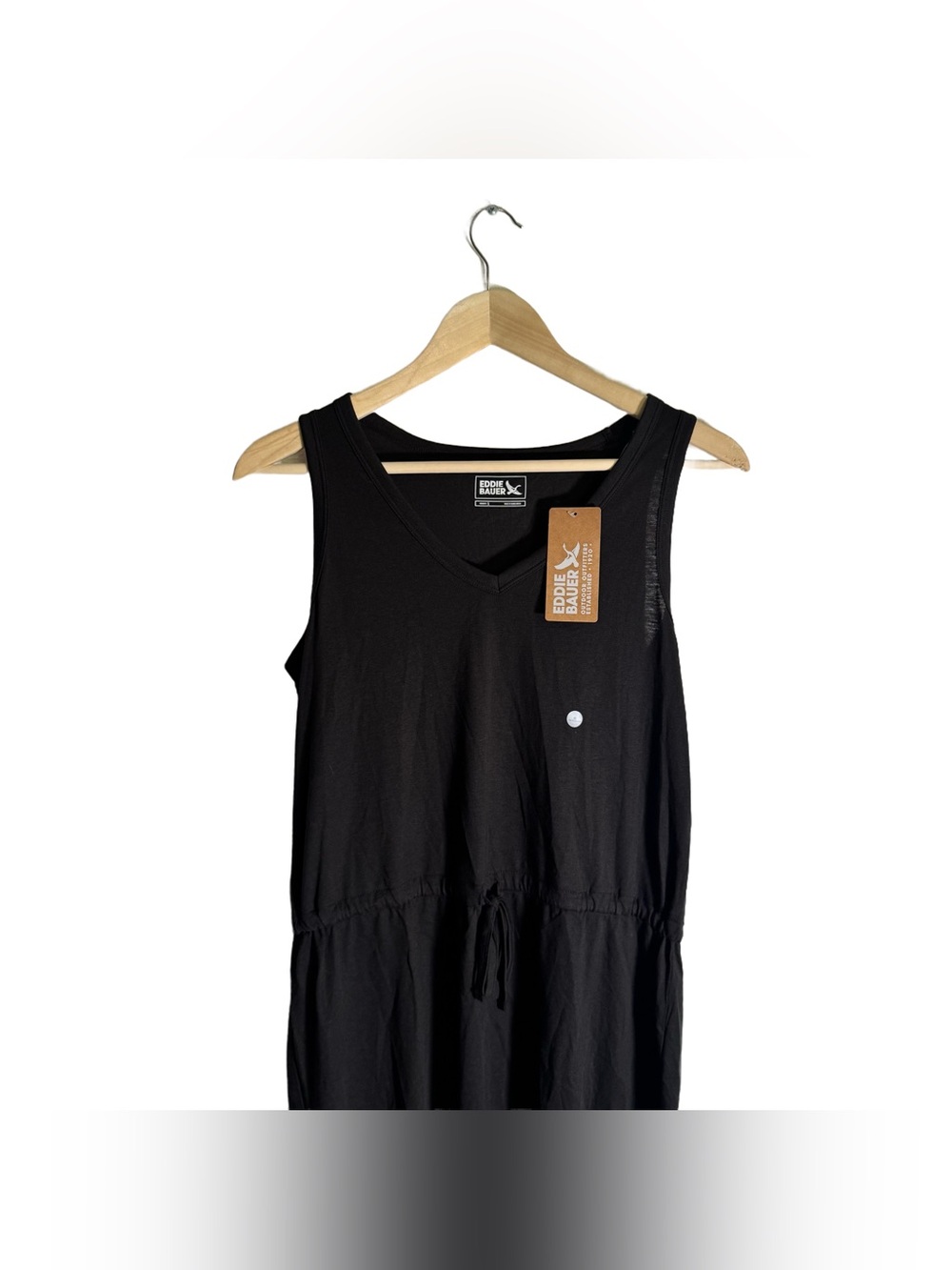 Eddie Bauer Coast Climb Tie Waist Dress Women's Small Black Mini Travel NWT - Picture 2 of 5